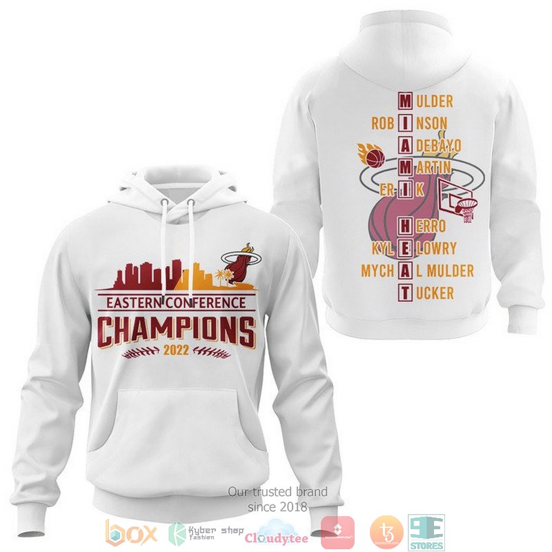 Miami_Heat_Eastern_Conference_Champions_2022_White_3D_shirt_Hoodie