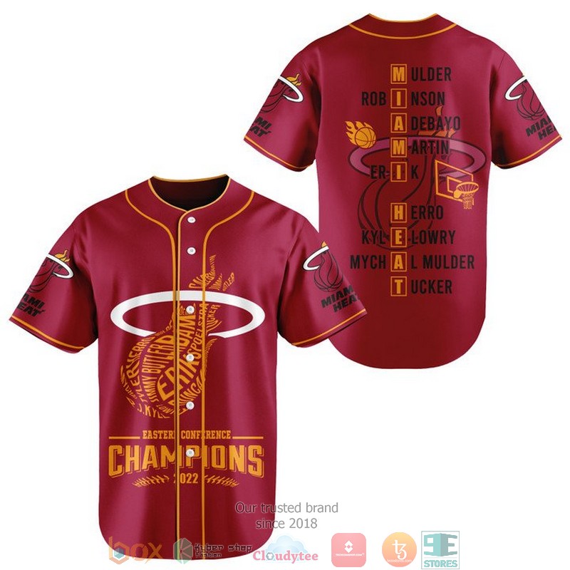 Miami_Heat_Players_name_logo_Eastern_Conference_Champions_2022_Baseball_Jersey