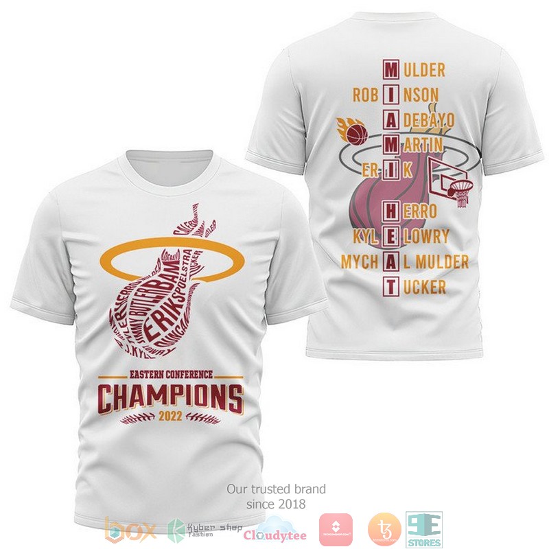 Miami_Heat_logo_Players_name_Eastern_Conference_Champions_2022_White_3D_shirt_Hoodie