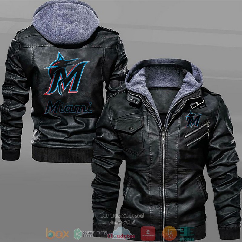 Miami_Marlins_Black_Brown_Leather_Jacket