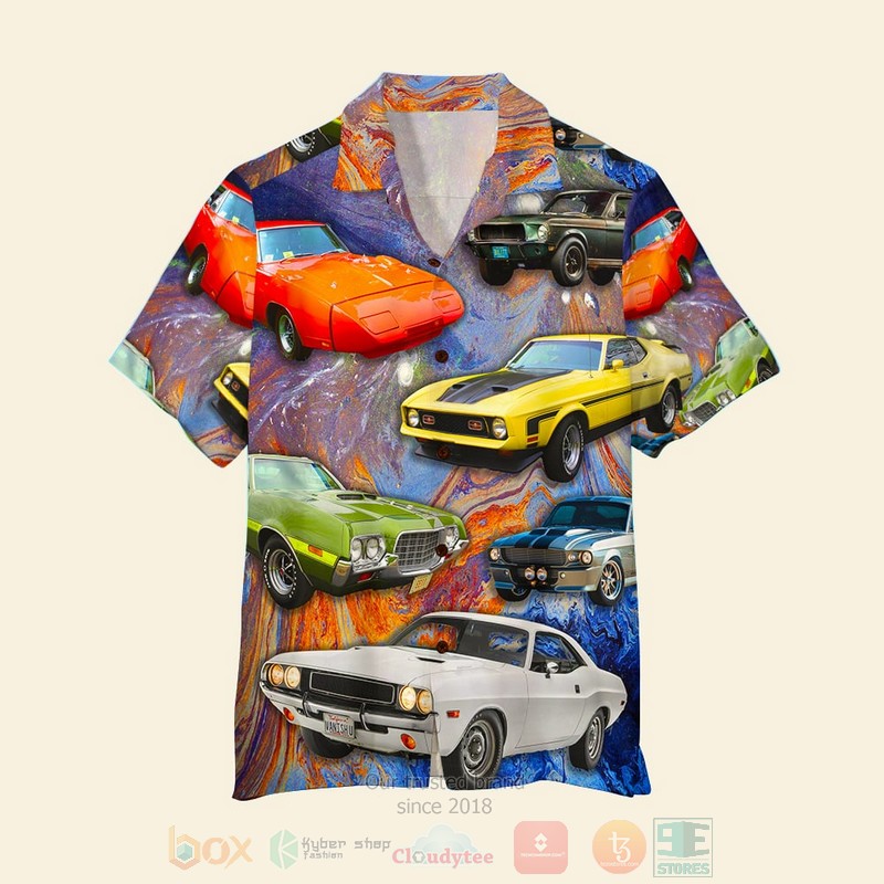 Muscle_Car_Cars_With_Colorful_Pattern_Hawaiian_Shirt