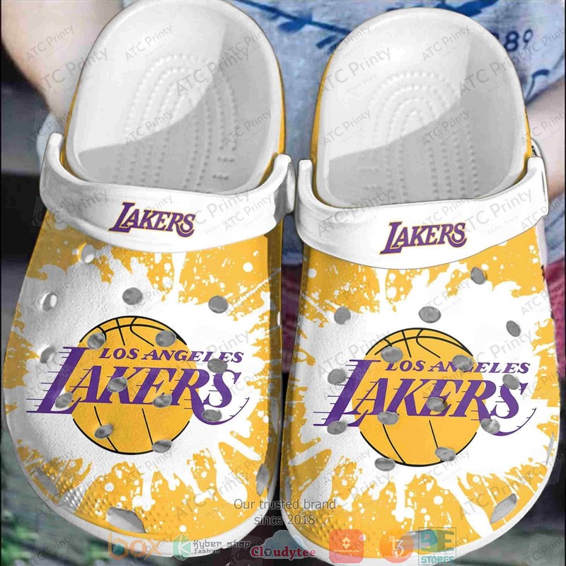 NBA_Los_Angeles_Lakers_White-Yellow_Crocband_Crocs_Clog_Shoes