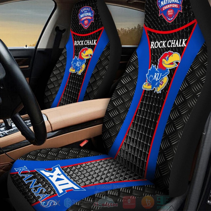 NCAA_Kansas_Jayhawks_Rock_Chalk_Blue-Black_Car_Seat_Cover_1