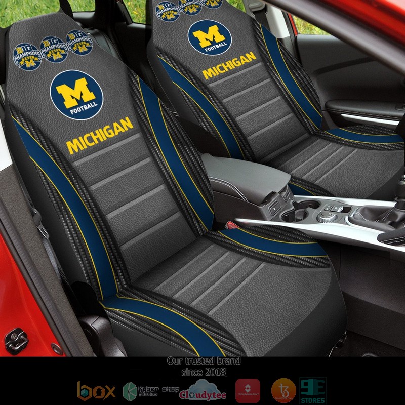 NCAA_Michigan_Wolverines_Big10_Champion_Navy_Grey_Car_Seat_Covers