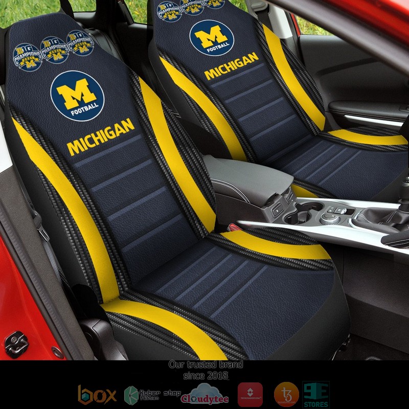 NCAA_Michigan_Wolverines_Big10_Champion_Yellow_Dark_Car_Seat_Covers