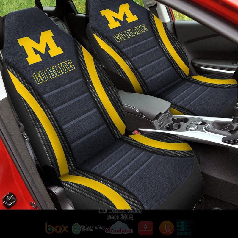 NCAA_Michigan_Wolverines_Go_Blue_Custom_Yellow-Grey_Car_Seat_Cover