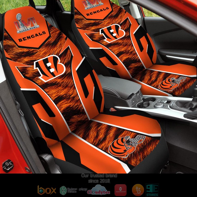 NFL_Cincinnati_Bengals_Super_Bowl_LVI_2022_orange_fur_illusion_Car_Seat_Covers_1