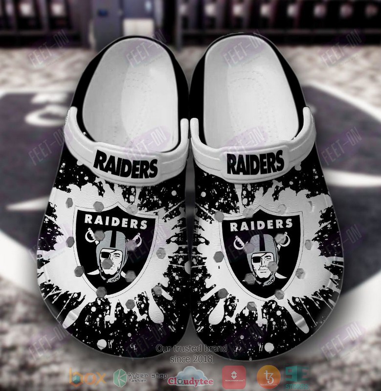 NFL_Las_Vegas_Raiders_Color_White-Black_Crocband_Crocs_Clog_Shoes