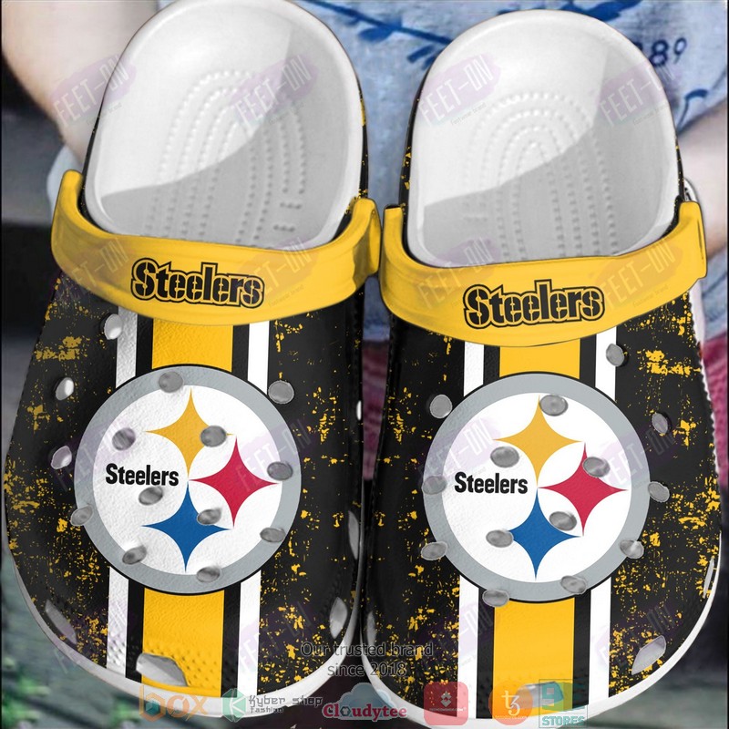HOT NFL Team Pittsburgh Steelers Black-Yellow Crocs Shoes - Boxbox ...