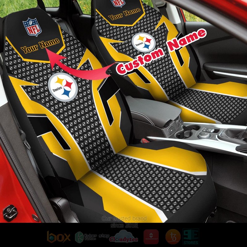 NFL_Pittsburgh_Steelers_Custom_Name_Yellow-Grey_Car_Seat_Cover