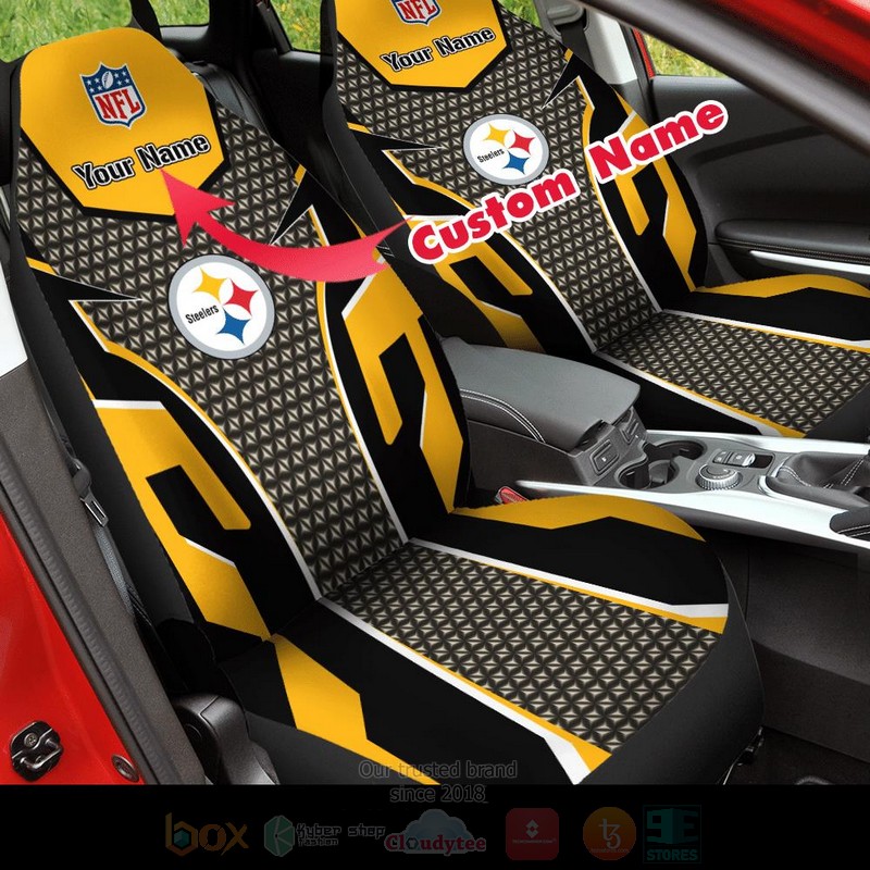 NFL_Pittsburgh_Steelers_Custom_Name_Yellow-Grey_Car_Seat_Cover_1