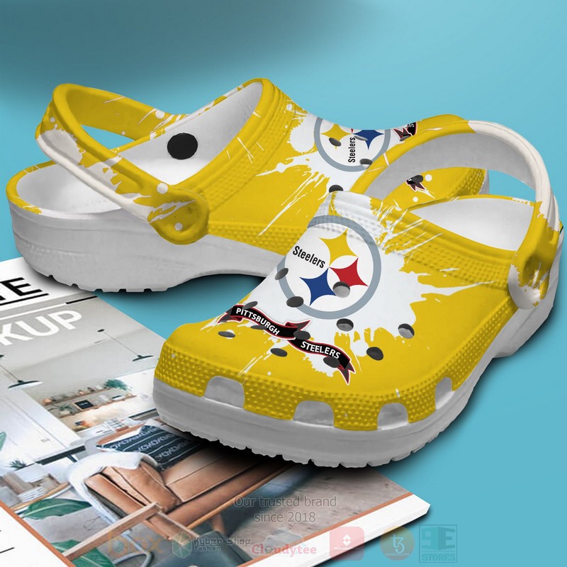 NFL_Pittsburgh_Steelers_Custom_Name_Yellow_Crocs_Shoes_1
