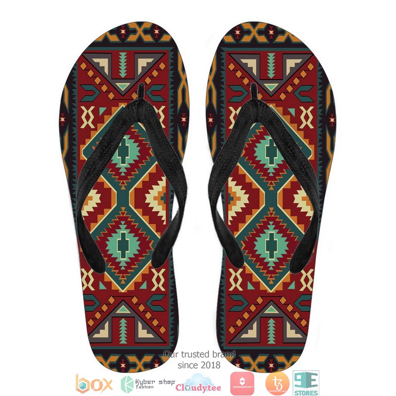 Native_Red_Yellow_Pattern_Native_American_Flip_Flops