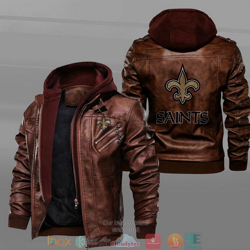 New_Orleans_Saints_Black_Brown_Leather_Jacket_1