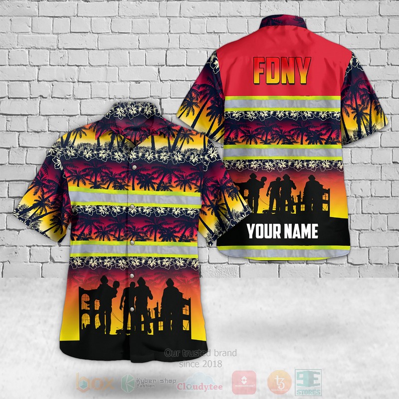 New_York_City_Fire_Department_Sunset_Custom_Name_Hawaiian_Shirt