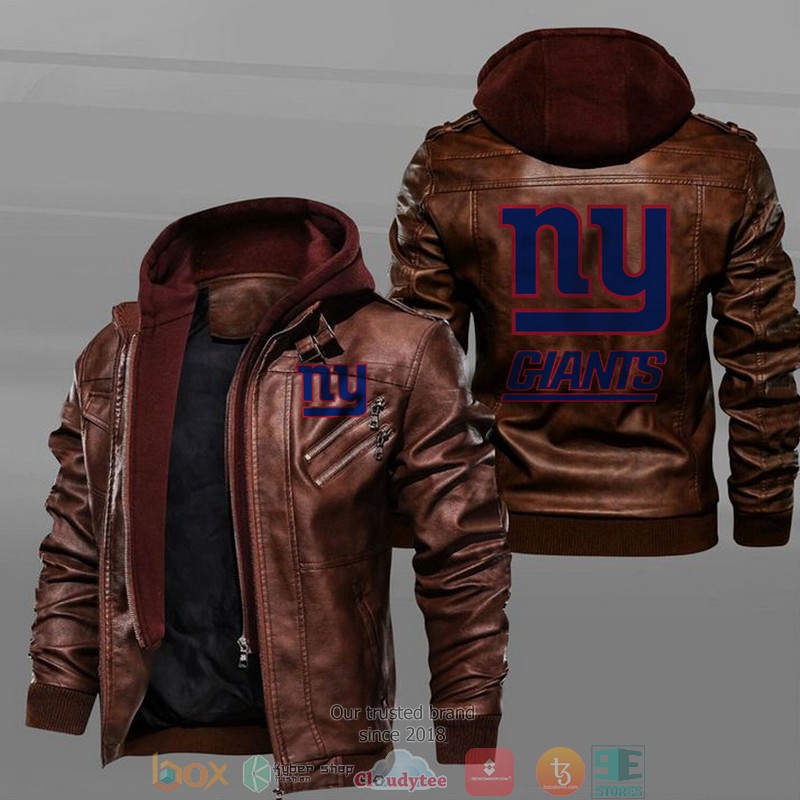 New_York_Giants_Black_Brown_Leather_Jacket_1