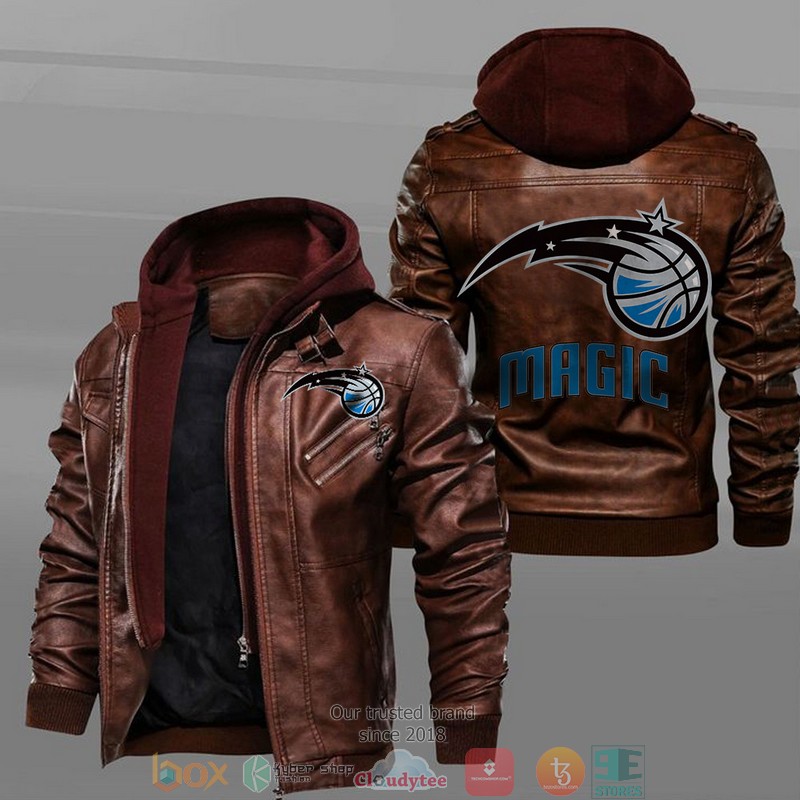 Orlando_Magic_Black_Brown_Leather_Jacket_1