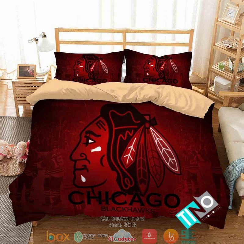 Personalized_NHL_Chicago_Blackhawks_Dark_Red_Duvet_Cover_Bedroom_Set