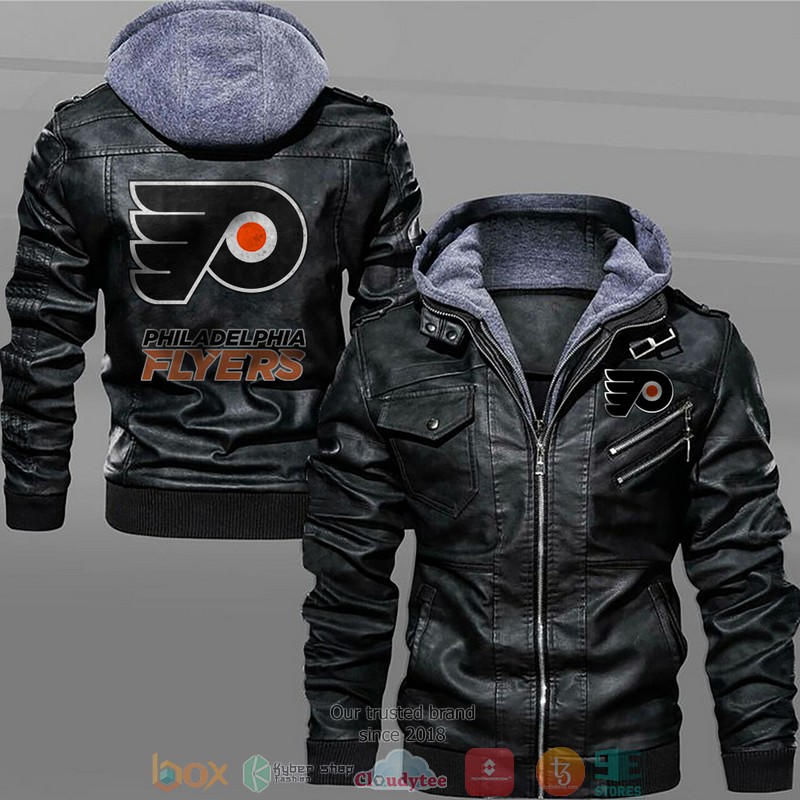 Philadelphia_Flyers_Black_Brown_Leather_Jacket