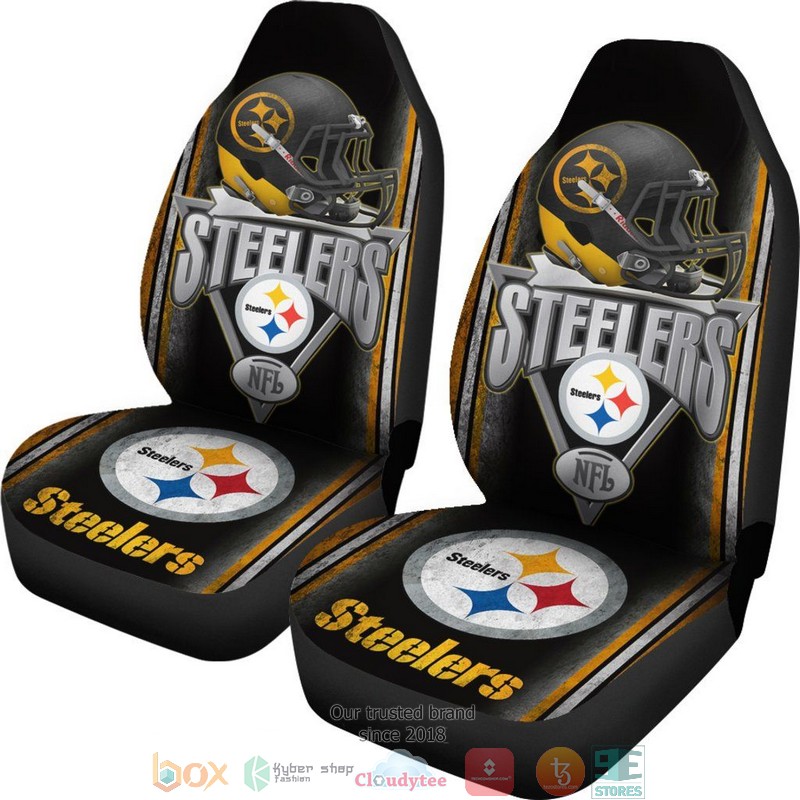 Pittsburgh_Steelers_NFL_helmet_black_Car_Seat_Covers_1