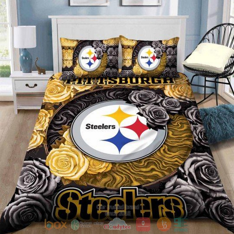 Pittsburgh_Steelers_NFL_yellow_grey_rose_Bedding_Set