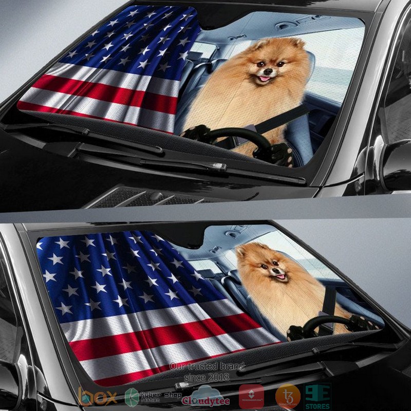 Pomeranian_And_American_Flag_Independent_Day_Car_Sunshade_1