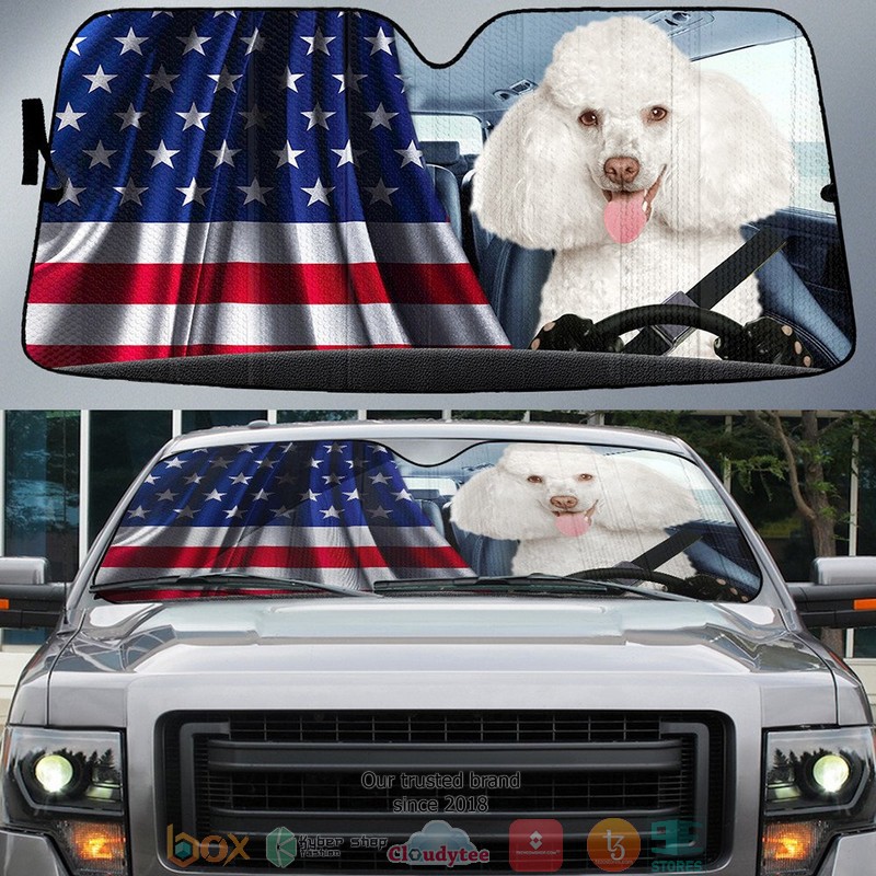 Poodle_And_American_Flag_Independent_Day_Car_Sunshade