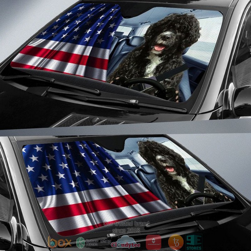 Portuguese_Water_American_Flag_Independent_Day_Car_Sunshade_1