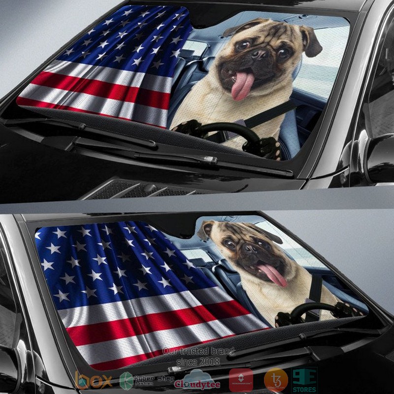 Pug_And_American_Flag_Independent_Day_Car_Sunshade_1