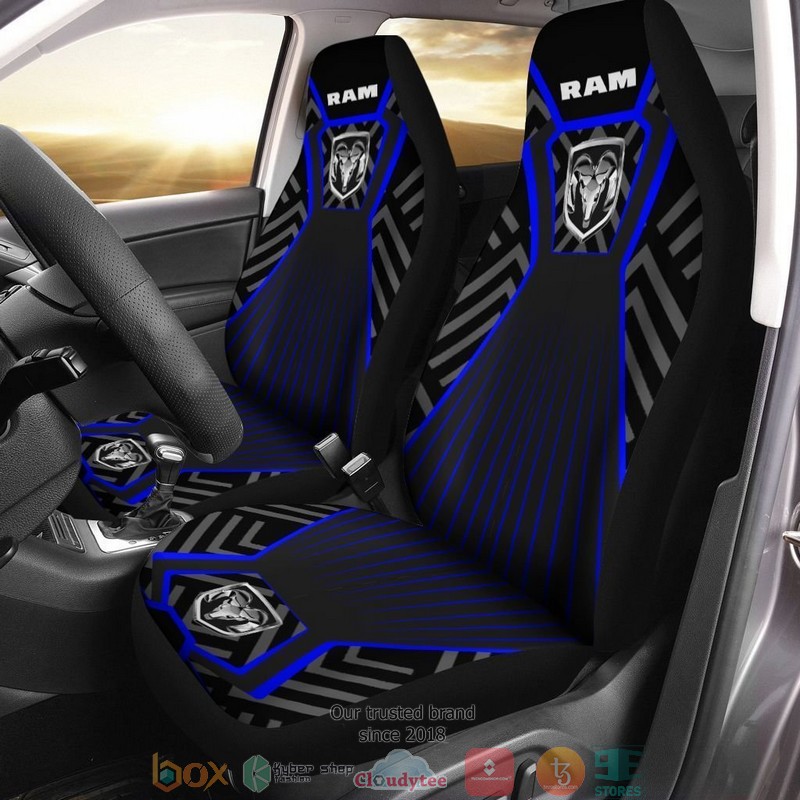 Ram_Dodge_logo_black_blue_Car_Seat_Covers