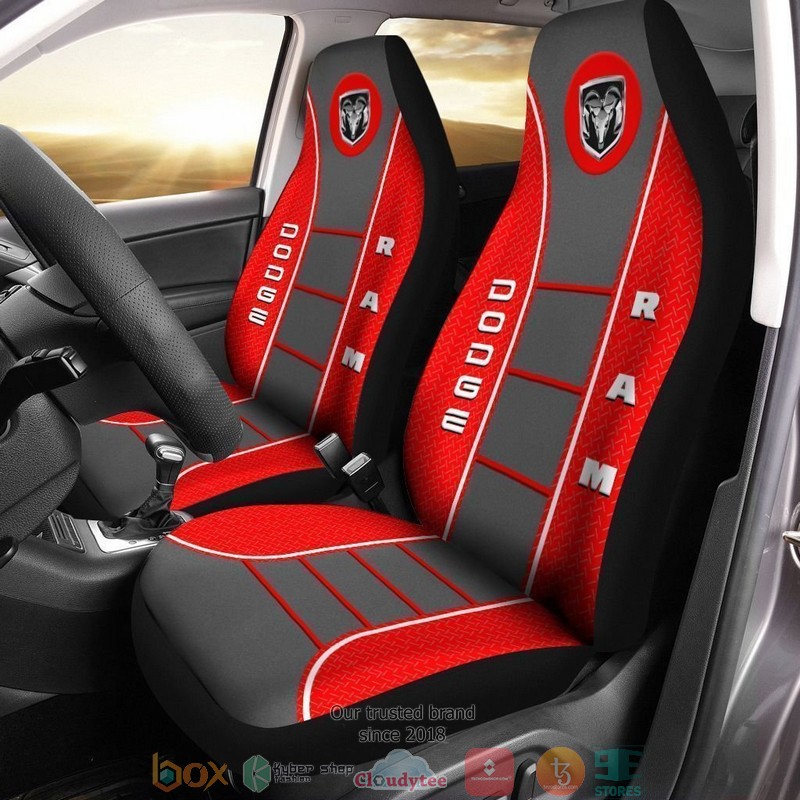 Ram_Dodge_logo_red_grey_Car_Seat_Covers