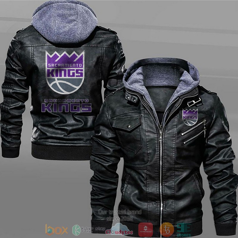 Sacramento_Kings_Black_Brown_Leather_Jacket