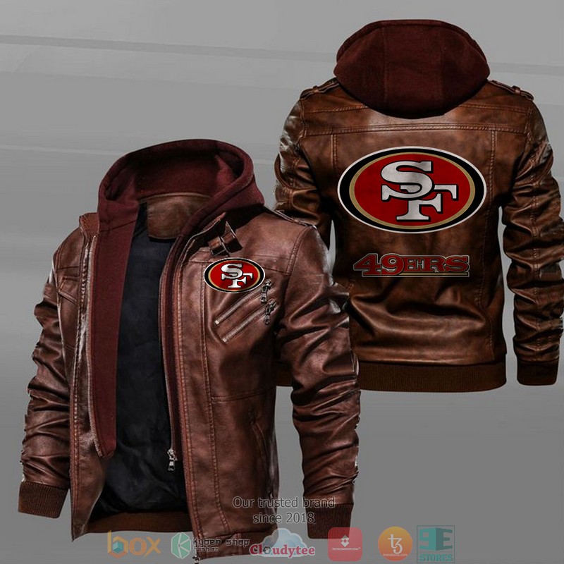 San_Francisco_49ers_Black_Brown_Leather_Jacket_1