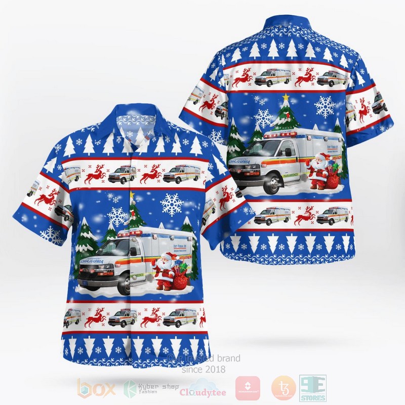 South_Western_Ontario_Canada_Essex-Windsor_EMS_Christmas_Blue_Hawaiian_Shirt