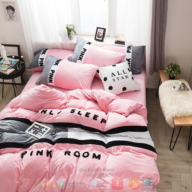 Victorias_Secret_Pink_Embroidery_Flannel_Bedding_Set