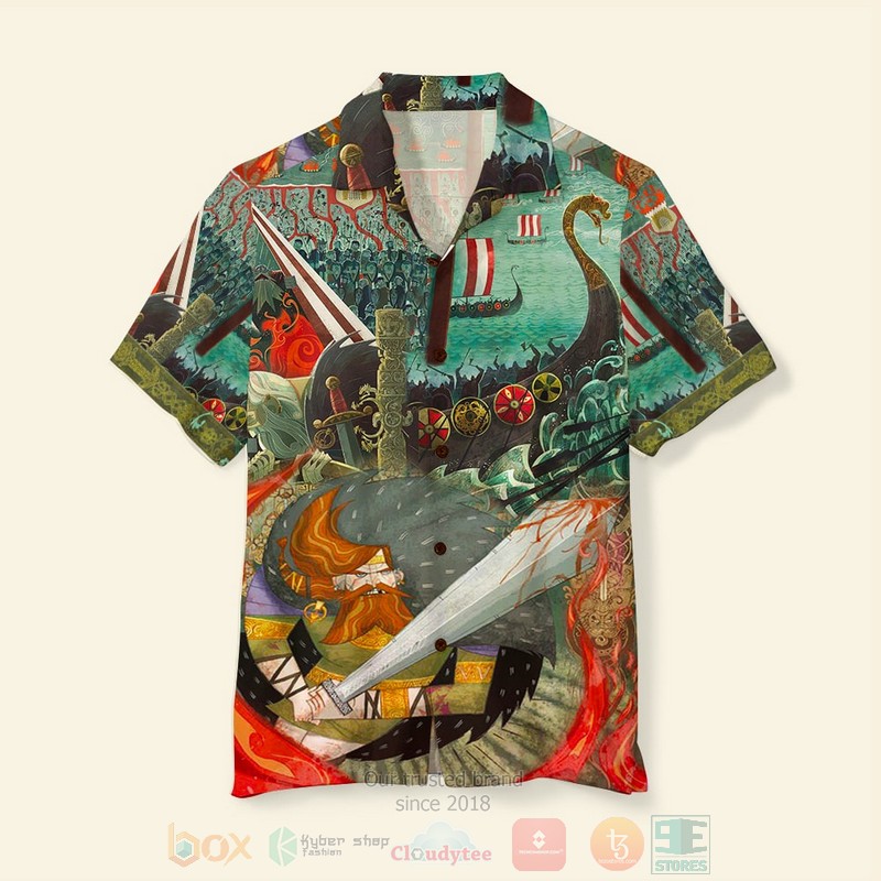 Viking_Warrior_Doodle_Art_Pattern_Hawaiian_Shirt