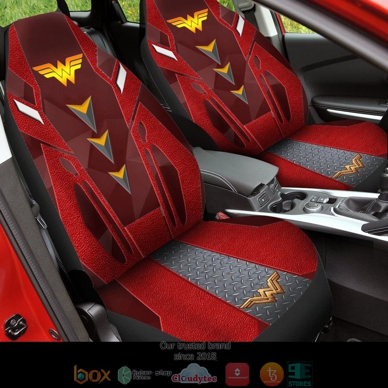 Wonder_Woman_logo_heart_grey_Red_Car_Seat_Covers