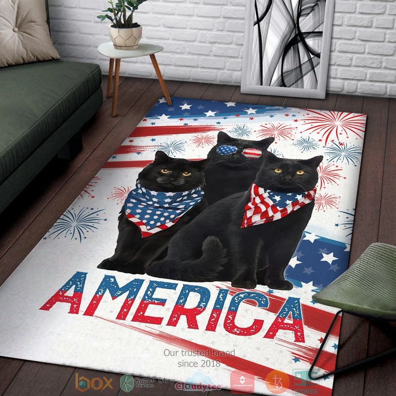 A_bunch_of_black_cats_America_America_Indepence_day_Rug_1