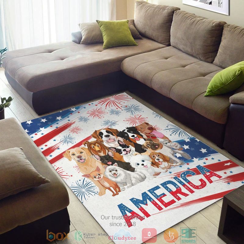 A_bunch_of_dogs_America_Indepence_day_Rug