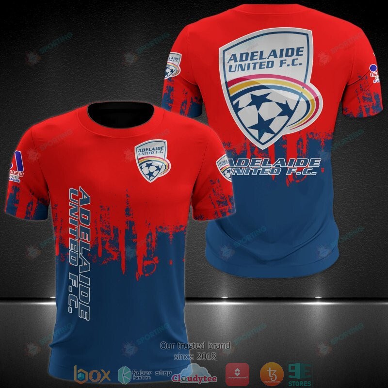 Adelaide_United_3D_red_blue_Shirt_Hoodie