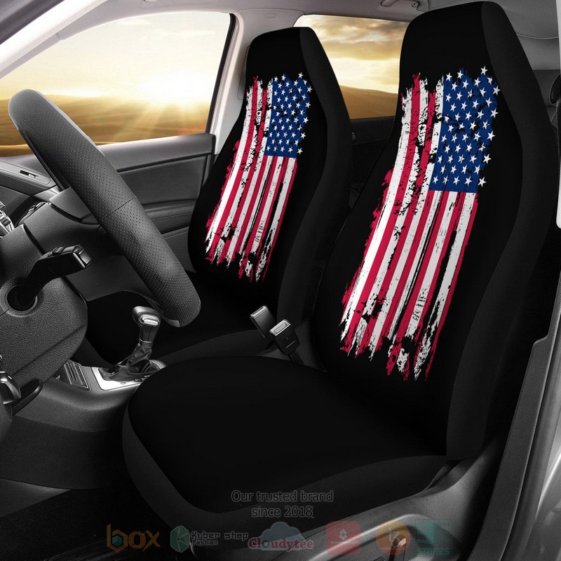 American_Flag_On_Black_Car_Seat_Cover