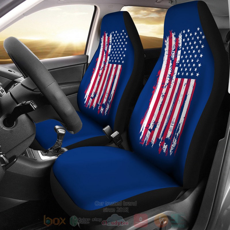 American_Flag_On_Blue_Car_Seat_Cover