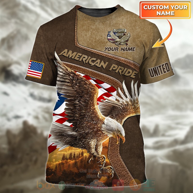 American_Pride_Eagle_Custom_Name_Brown_T-Shirt
