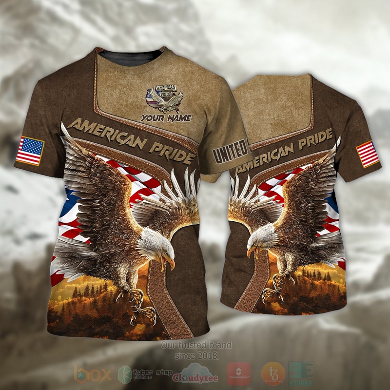 American_Pride_Eagle_Custom_Name_Brown_T-Shirt_1
