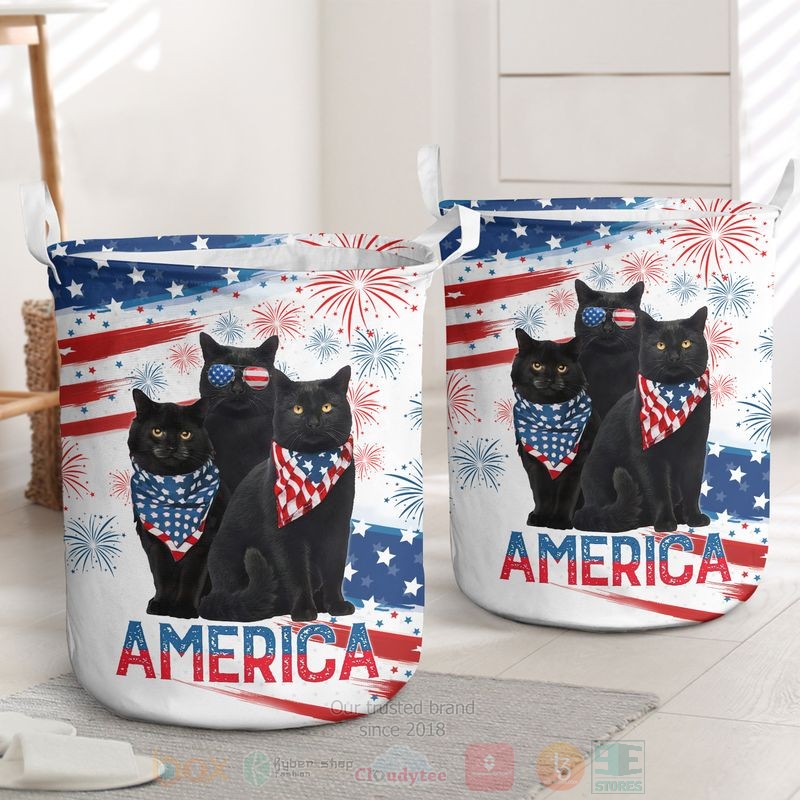 Black_Cats_America_Independence_Day_Laundry_Basket