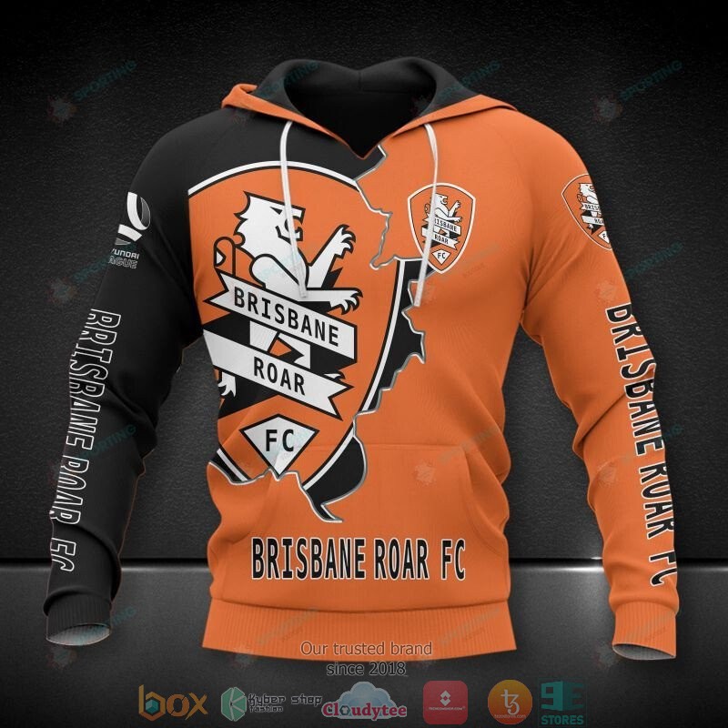 Brisbane_Roar_FC_Black_orange_3D_Hoodie_Shirt