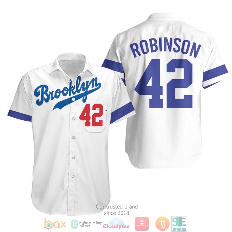 Brooklyn_Dodgers_Jackie_Robinson_42_Mlb_White_Jersey_Inspired_Style_Hawaiian_Shirt