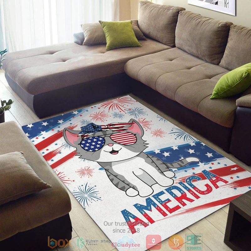 Cat_America_America_Indepence_day_Rug