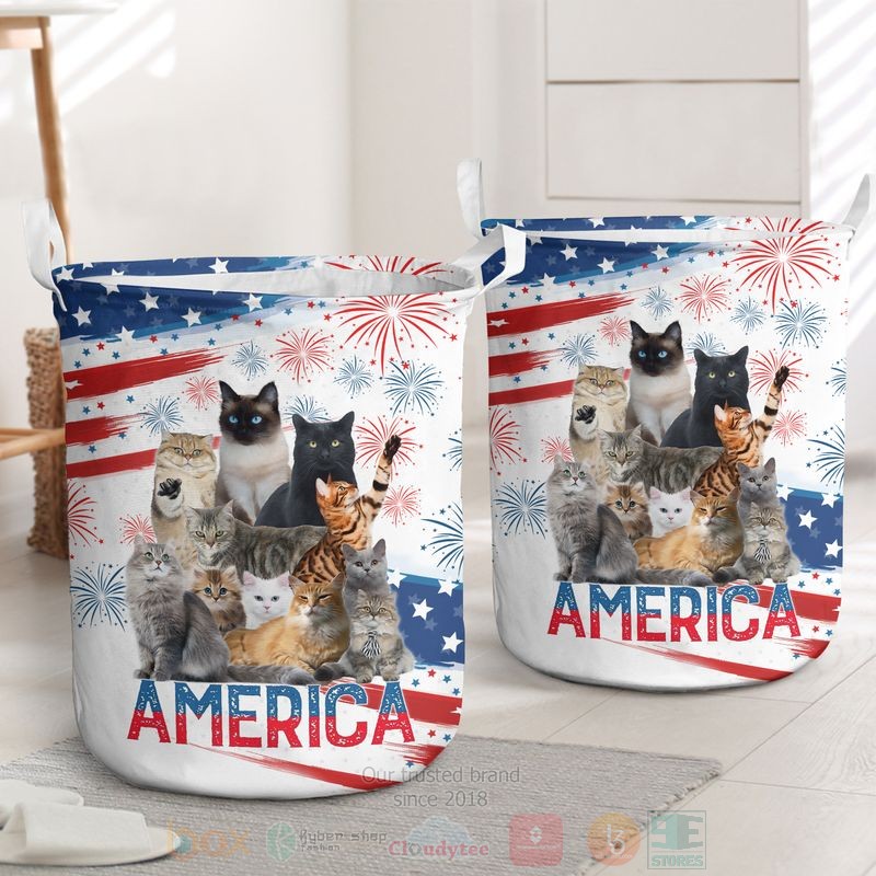 Cats_America_Independence_Day_Laundry_Basket
