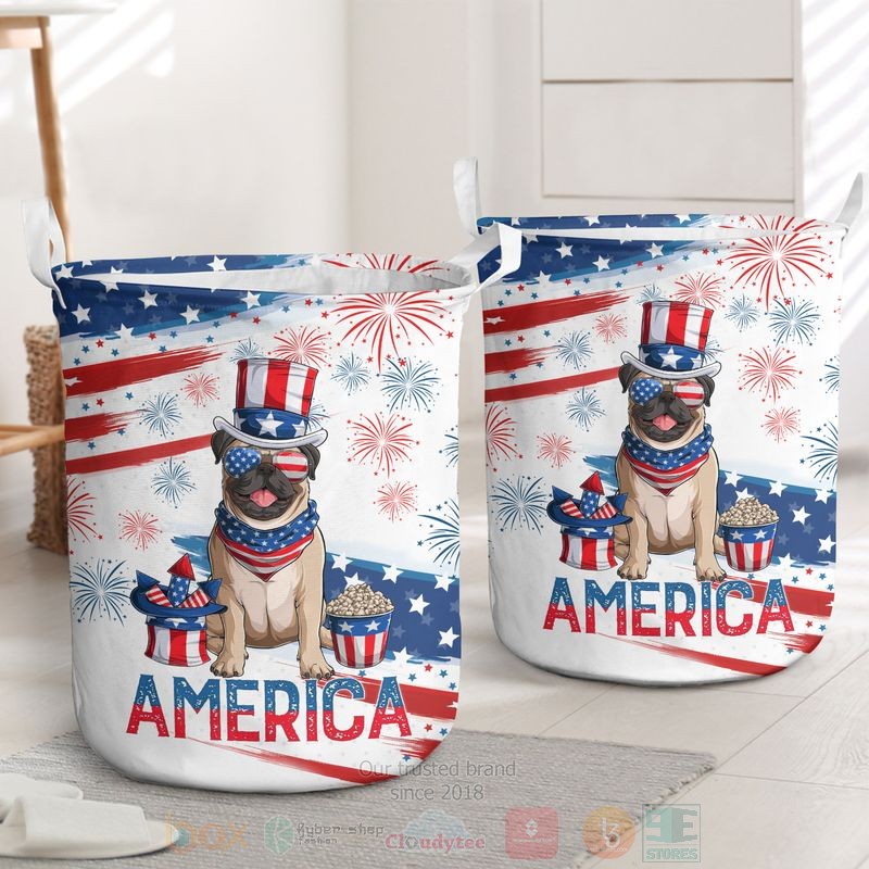 Dog_Cute_America_Independence_Day_Laundry_Basket